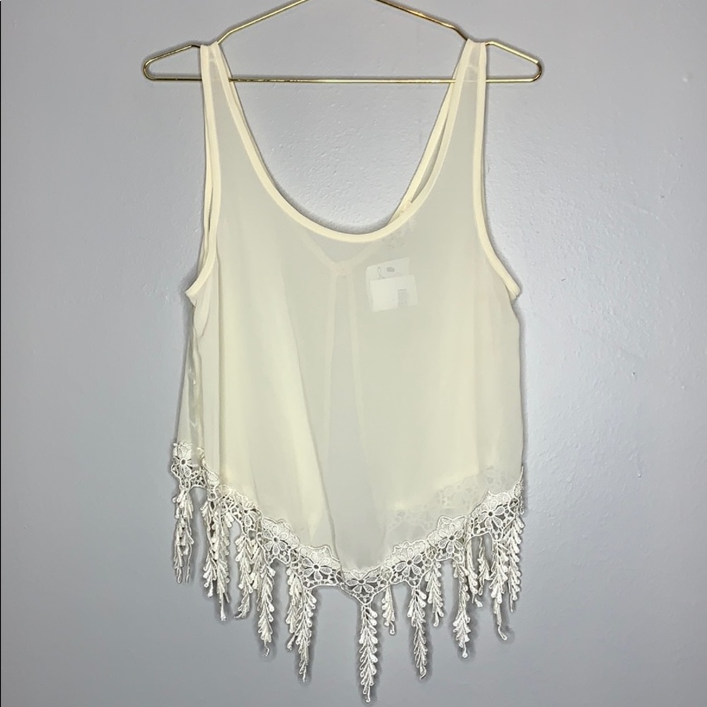Festival Boho Cream Boutique Tank Top Small